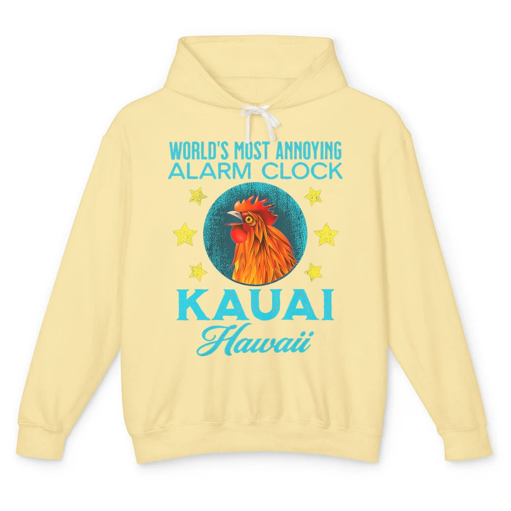 Kauai Hawaii Alarm Clock Chicken Rooster Hawaiian Beach Trip Unisex Lightweight Hoodie