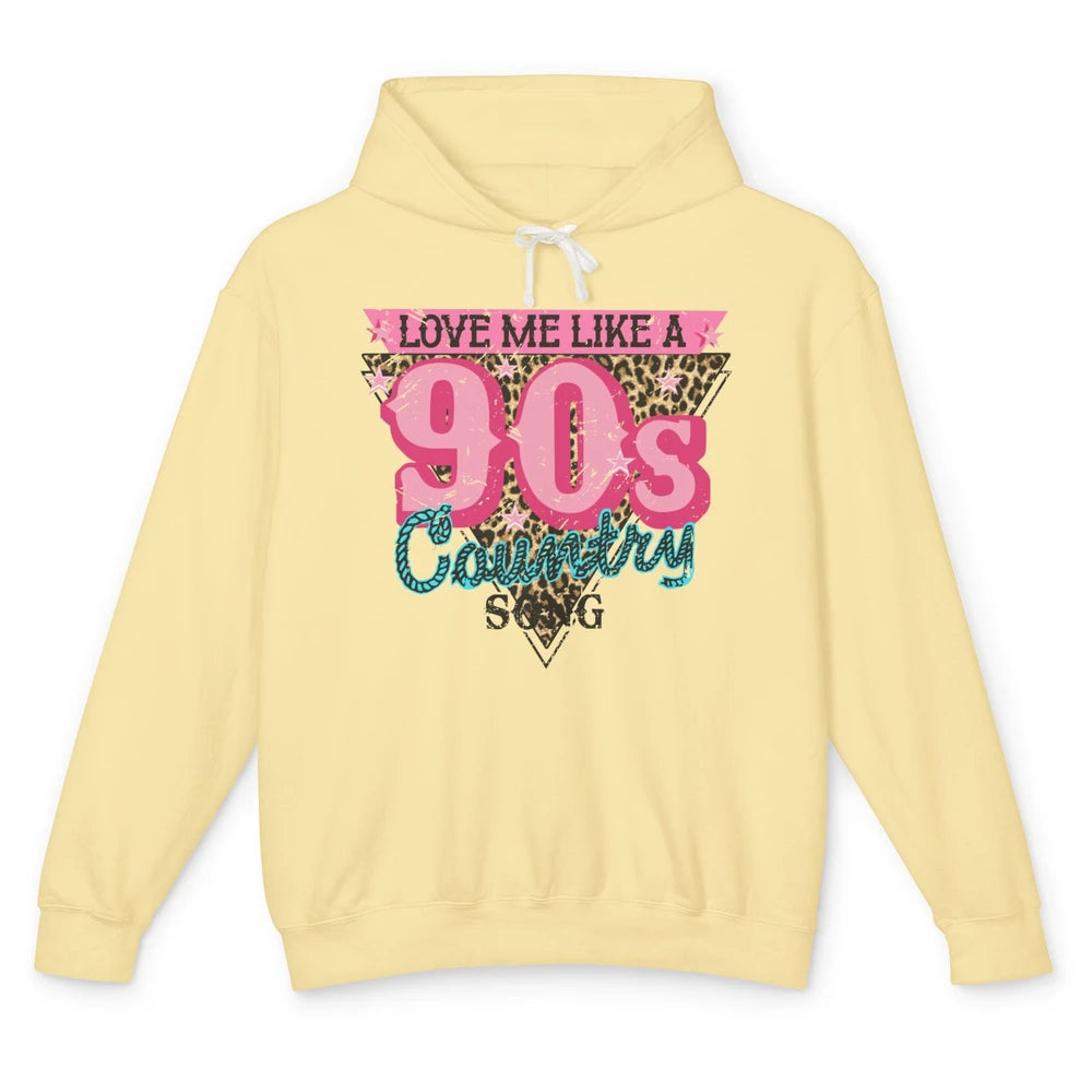 Retro Leopard Love Me Like 90s Country Song Western Cowgirl Unisex Lightweight Hoodie