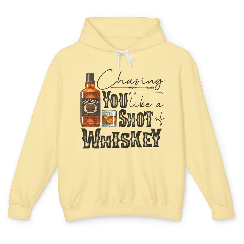 Retro Whiskey Chasing You Like A Shot Of Whiskey Western Unisex Lightweight Hoodie