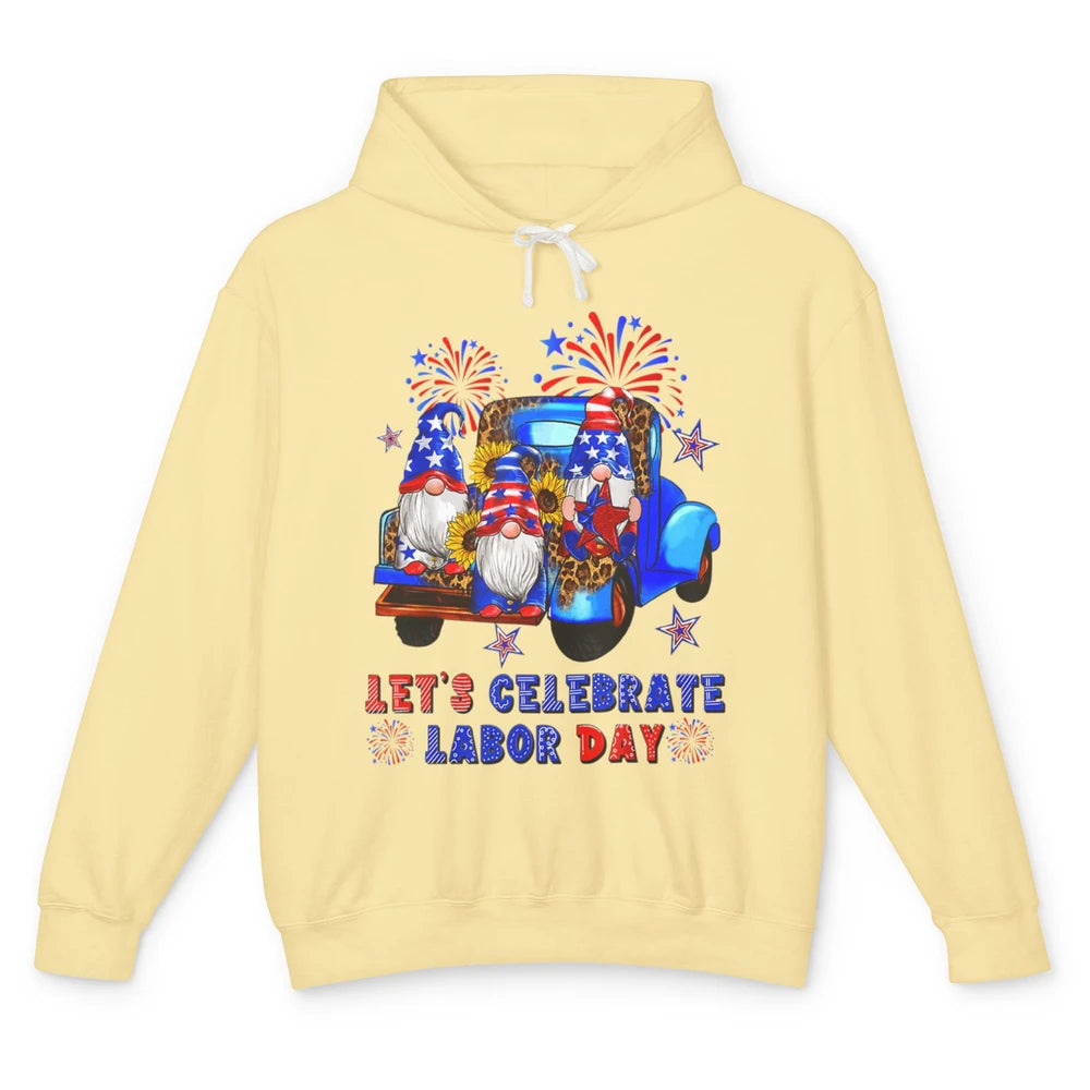 Funny Gnomes Gnomies Happy Labor Day Party American Flag Unisex Lightweight Hoodie