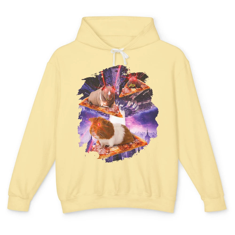 Funny Guinea Pig With Laser Eyes Space Galaxy Animal Hamster Unisex Lightweight Hoodie