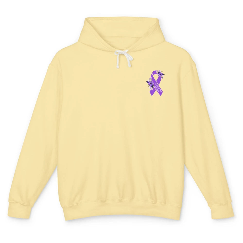 Ulcerative Colitis Awareness Floral Purple Ribbon Colitis Unisex Lightweight Hoodie