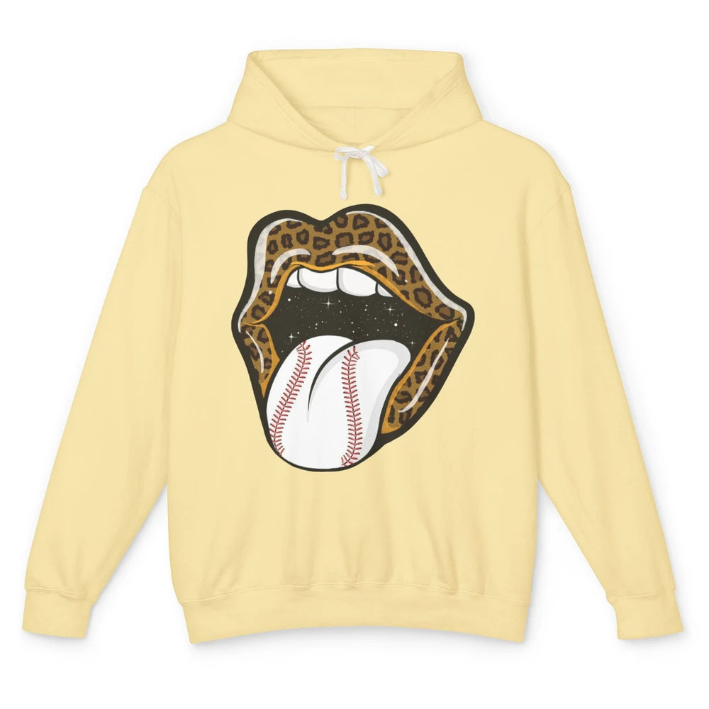 Baseball Lovers Leopard Lips Baseball Players Gift Unisex Lightweight Hoodie