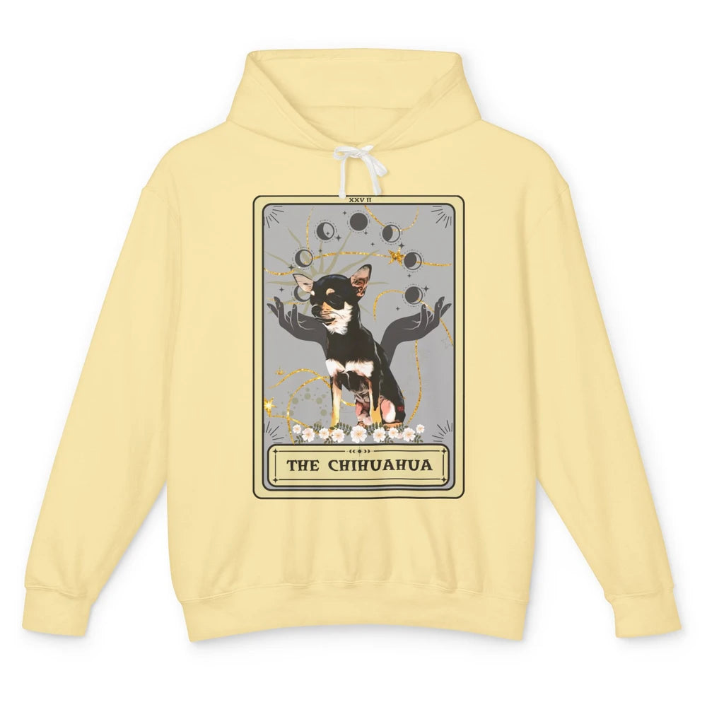 The Chihuahua Tarot Card Black Chihuahua Halloween Dog Mom Unisex Lightweight Hoodie