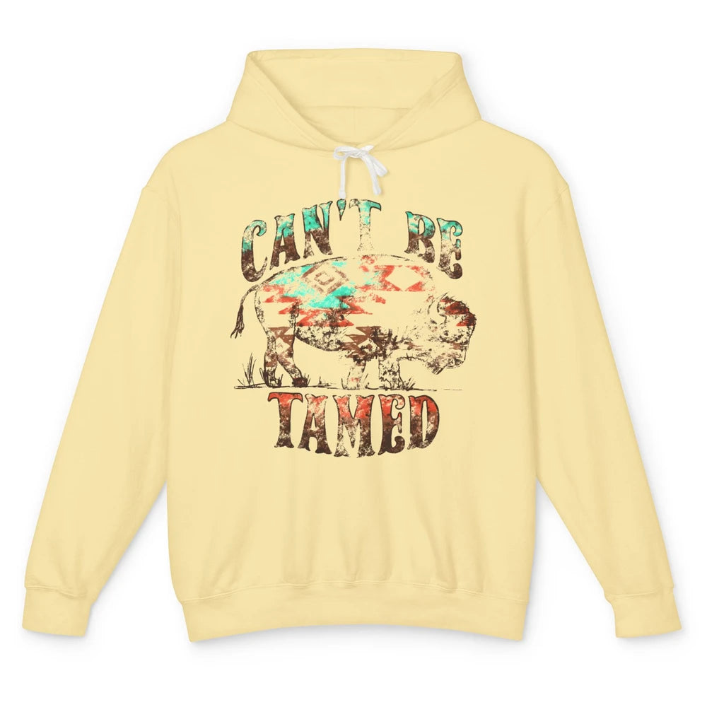 Retro Buffalo Aztec Can't Be Tamed Western Country Highland Unisex Lightweight Hoodie