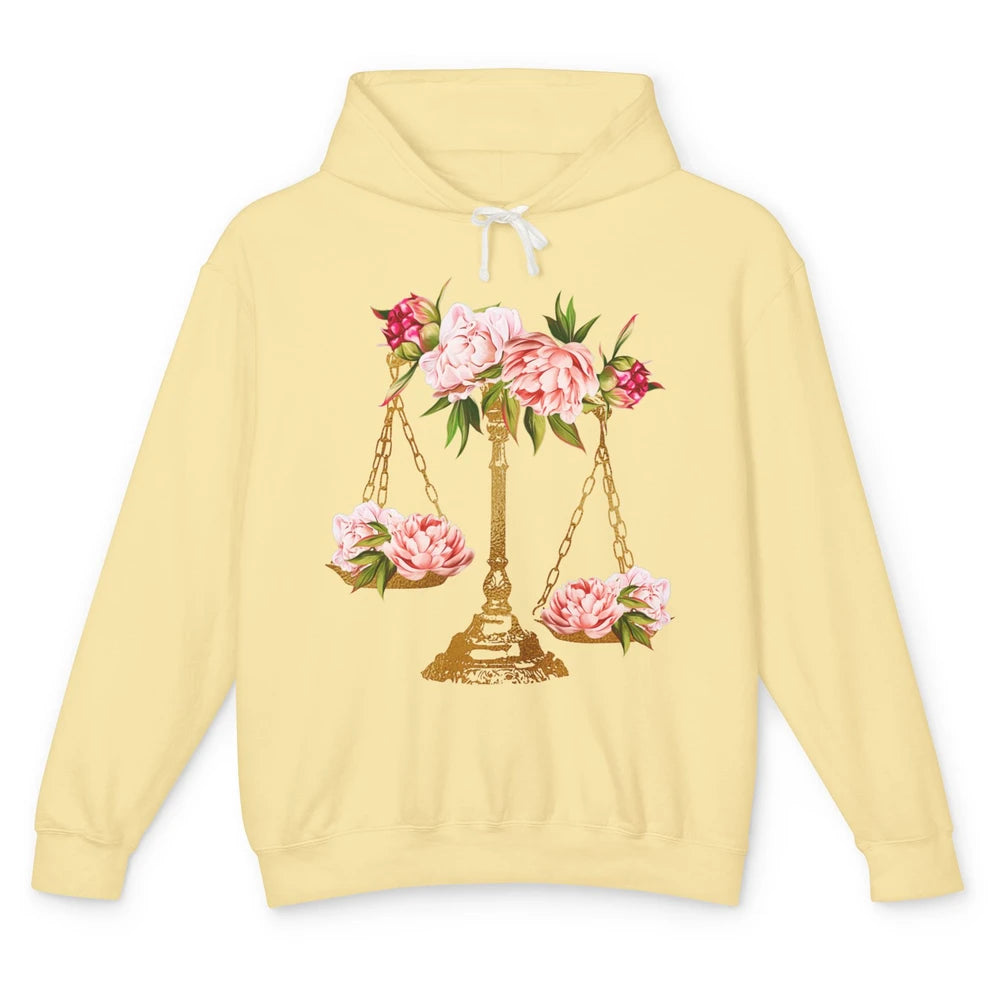 Wildflowers Lawyer Office Scales Decor Justice Law School Unisex Lightweight Hoodie