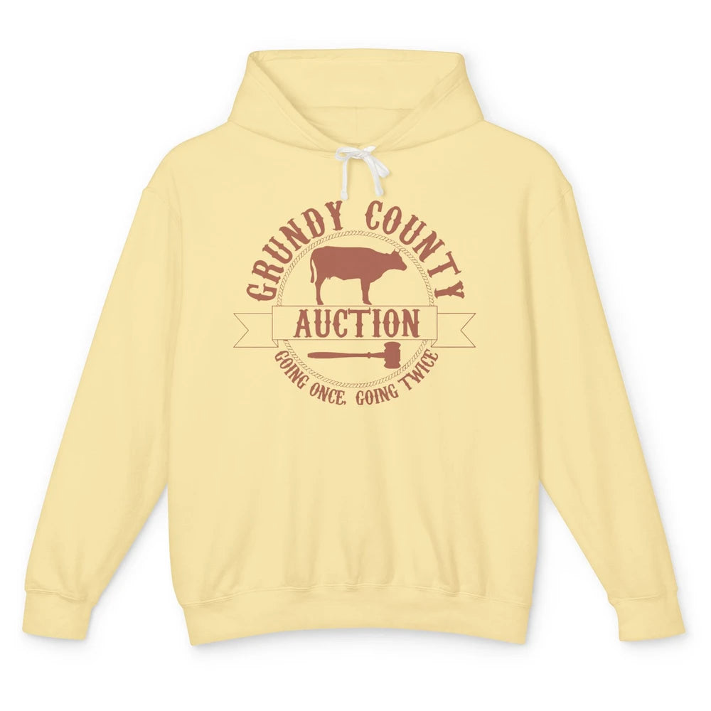 Retro Cow Cattle Grundy County Auction Western Country Farm Unisex Lightweight Hoodie