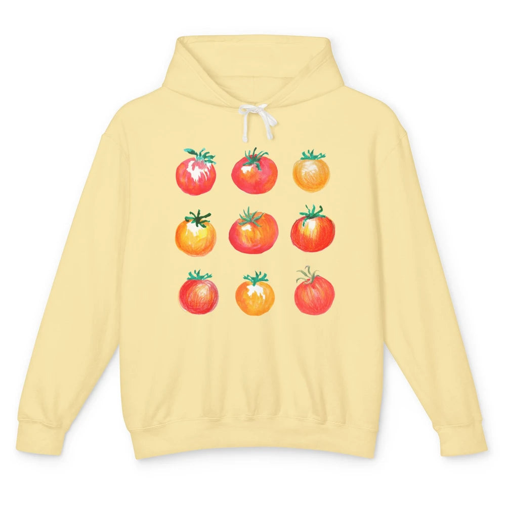 Funny Tomato Pun Hand Draw Tomatoes Watercolor Summer Foodie Unisex Lightweight Hoodie