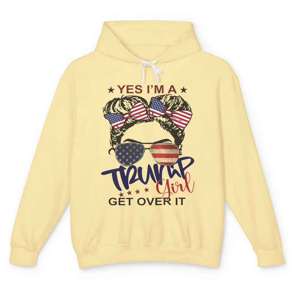 I'm Trump Girl Get Over It US Flag Girl Republican 4th July Unisex Lightweight Hoodie