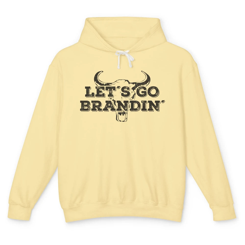 Vintage Bull Skull Let's Go Brandin' Western Country Symbols Unisex Lightweight Hoodie