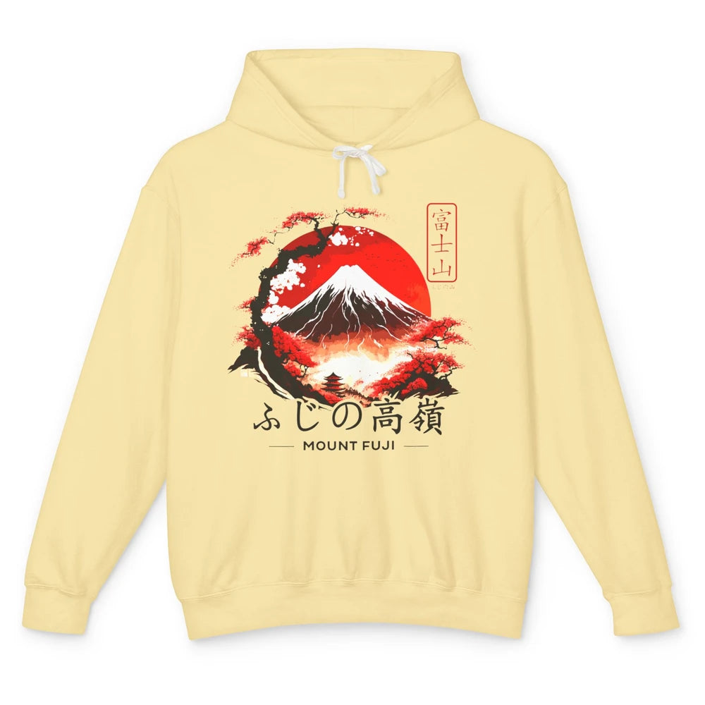 Vintage Sunset Mount Fuji The Highest Mountain In Japan Unisex Lightweight Hoodie