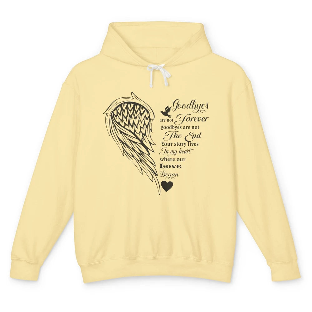 Angel Wing Cardinals Goodbyes Are Not The End Loving Memory Unisex Lightweight Hoodie