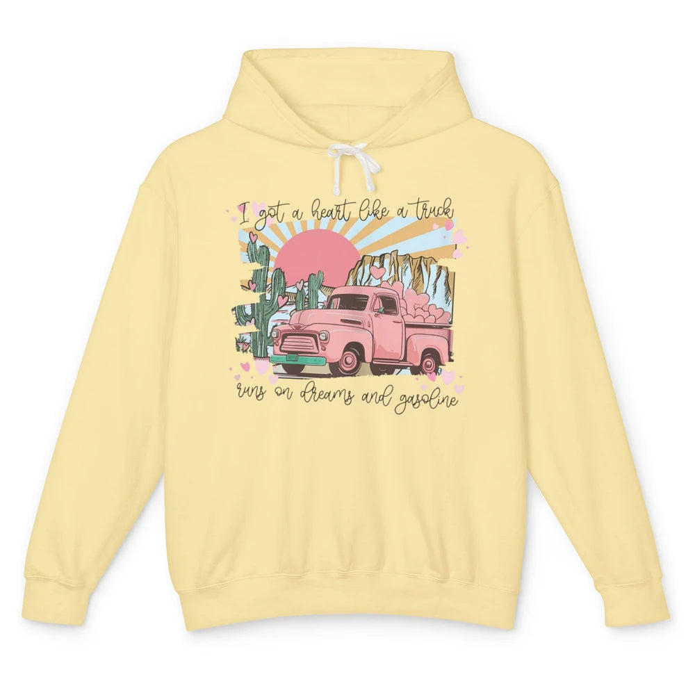 Western Sunset Cowgirl I Got Heart Like Truck Rodeo Cactus Unisex Lightweight Hoodie