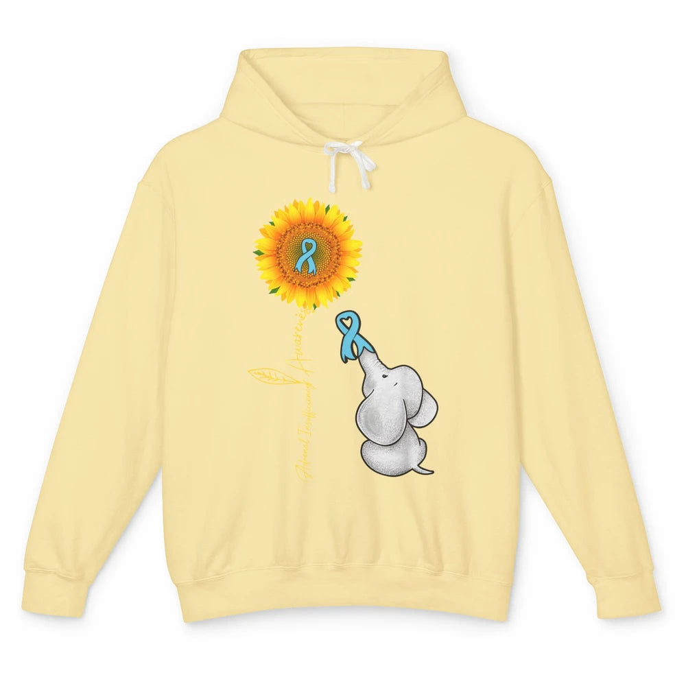 Adrenal Insufficiency Awareness Baby Elephant Sunflower Unisex Lightweight Hoodie