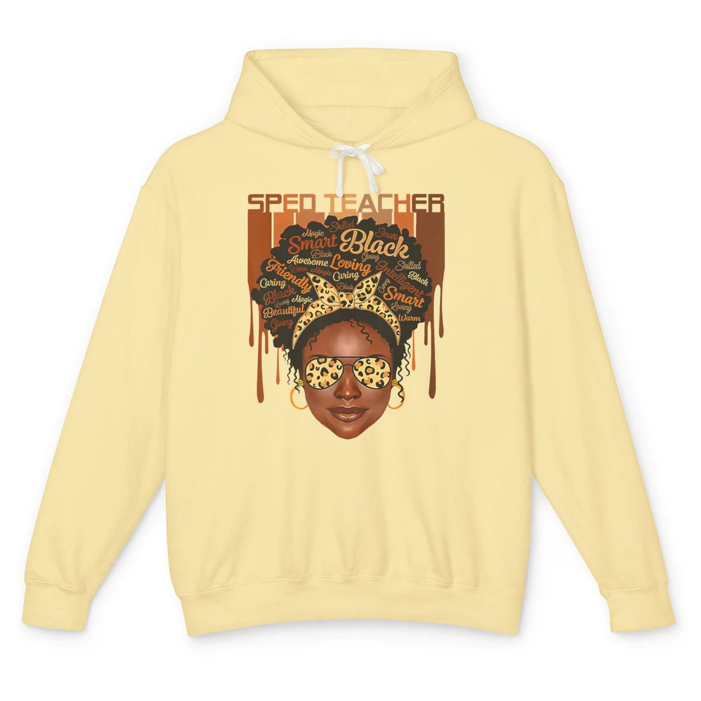 Black Woman Sped Teacher Afro Melanin Special Education SLP Unisex Lightweight Hoodie