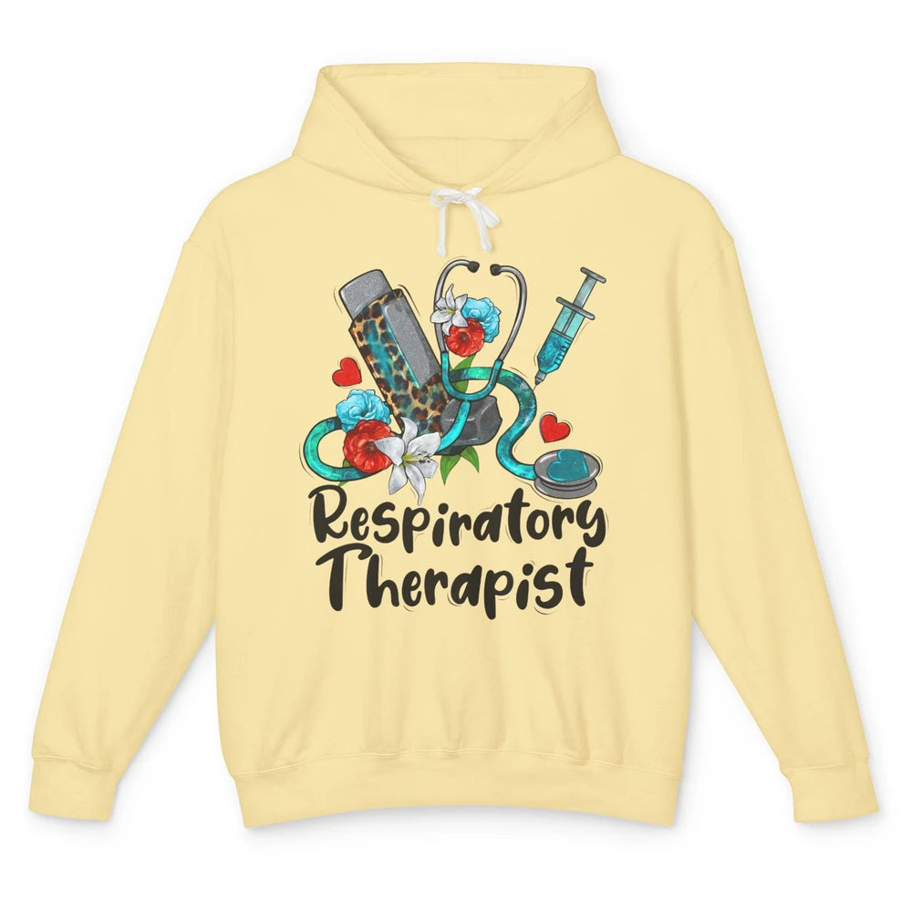 Respiratory Therapist Leopard Stethoscope Western Country RT Unisex Lightweight Hoodie