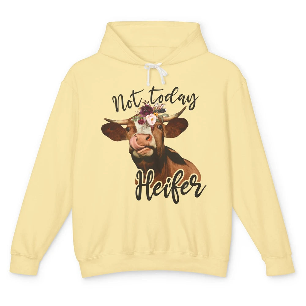 Funny Floral Cow Not Today Heifer Farmers Castle Farming Unisex Lightweight Hoodie