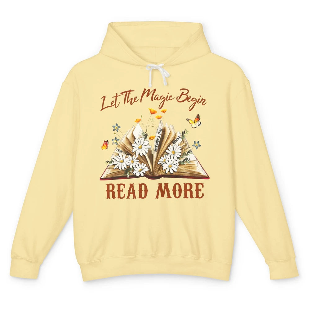 Aesthetic Read More Daisy Flowers Library Bookworm Butterfly Unisex Lightweight Hoodie