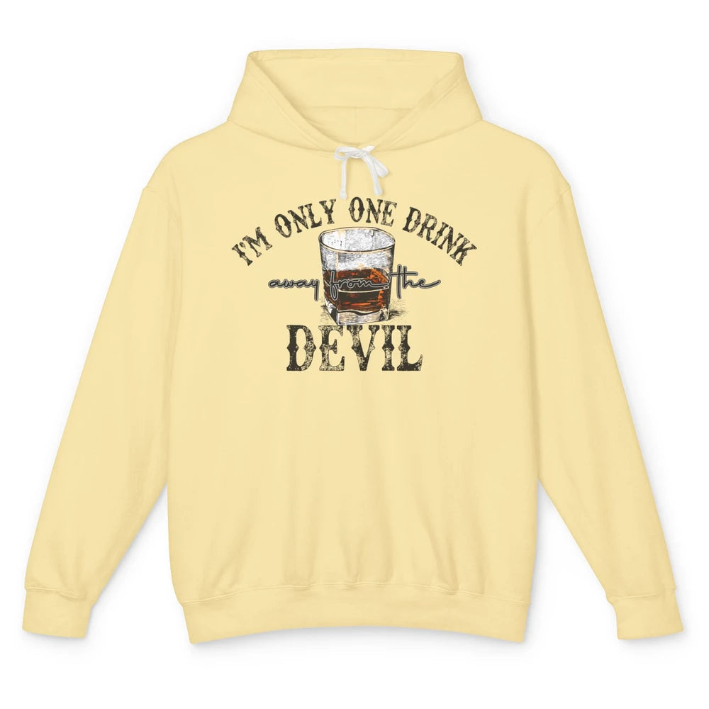 Retro Whiskey I'm Only One Drink Away From The Devil Western Unisex Lightweight Hoodie