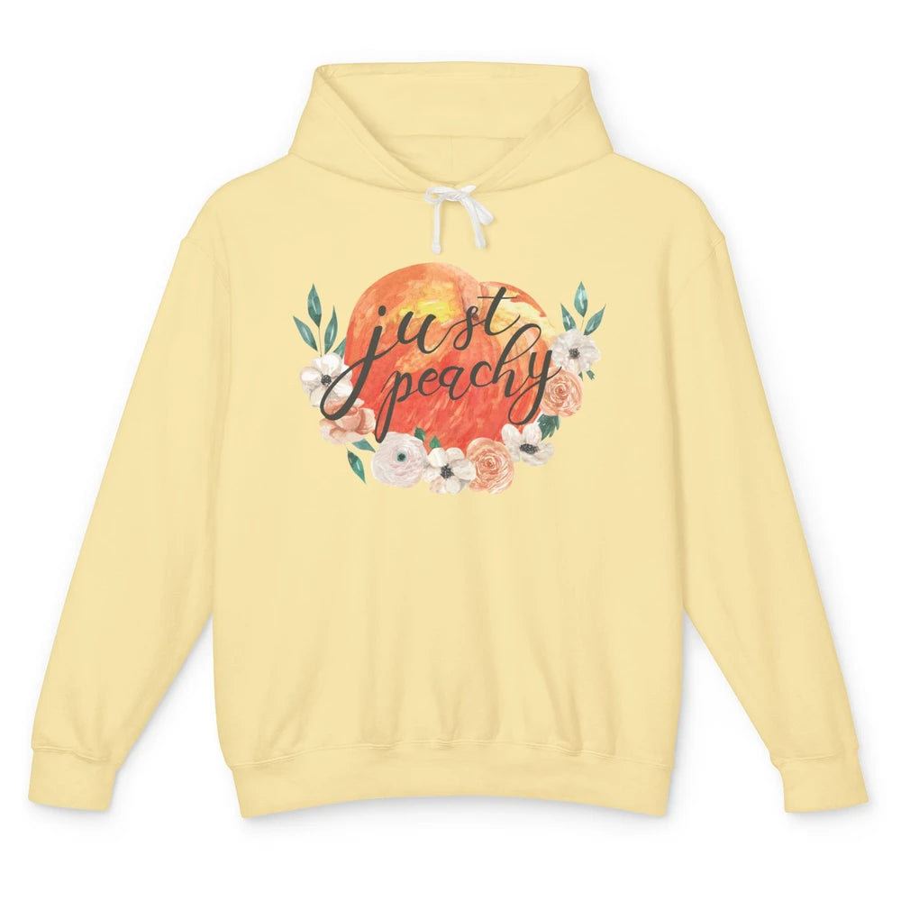 Just Peachy Retro 70s Georgia Peaches Summer Fruit Unisex Lightweight Hoodie