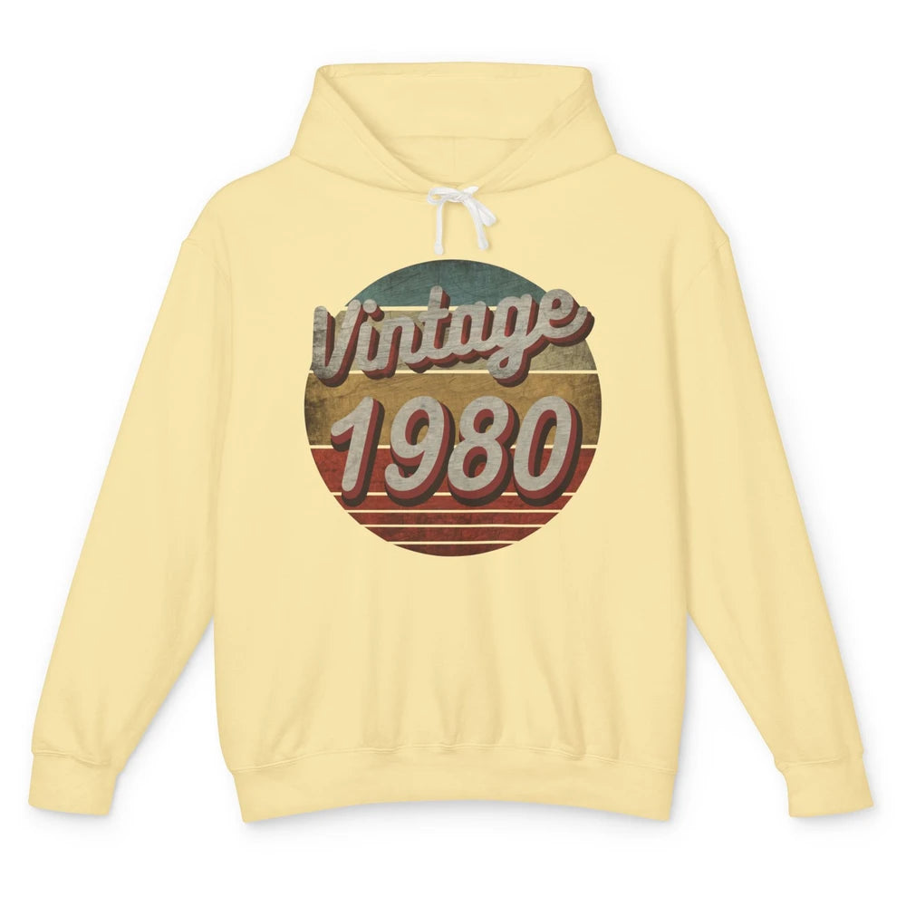 Retro Vintage 1980 Men Women Birthday Gift Born In 1980s Unisex Lightweight Hoodie