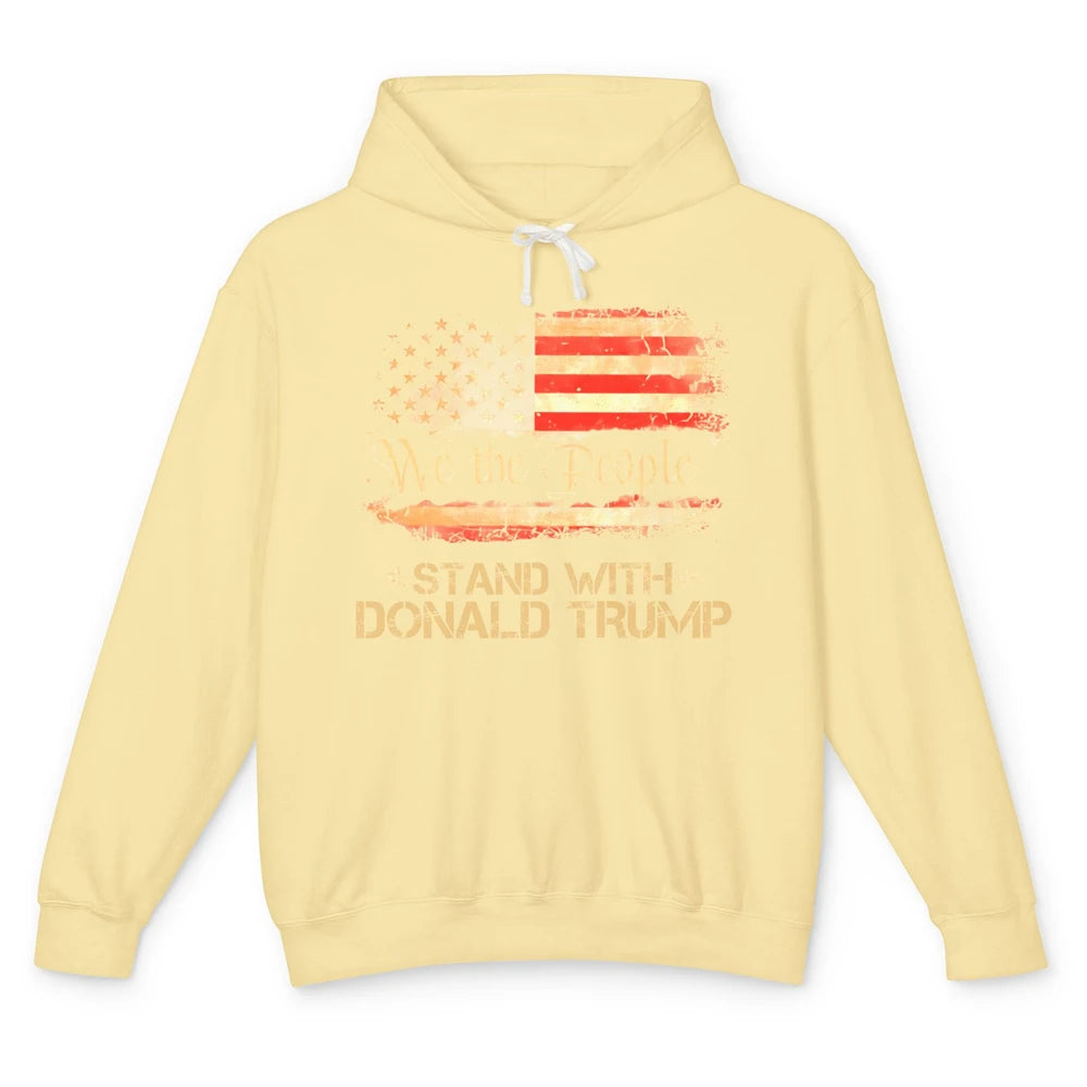 Retro US Flag We The People Stand With Donald Trump Return Unisex Lightweight Hoodie