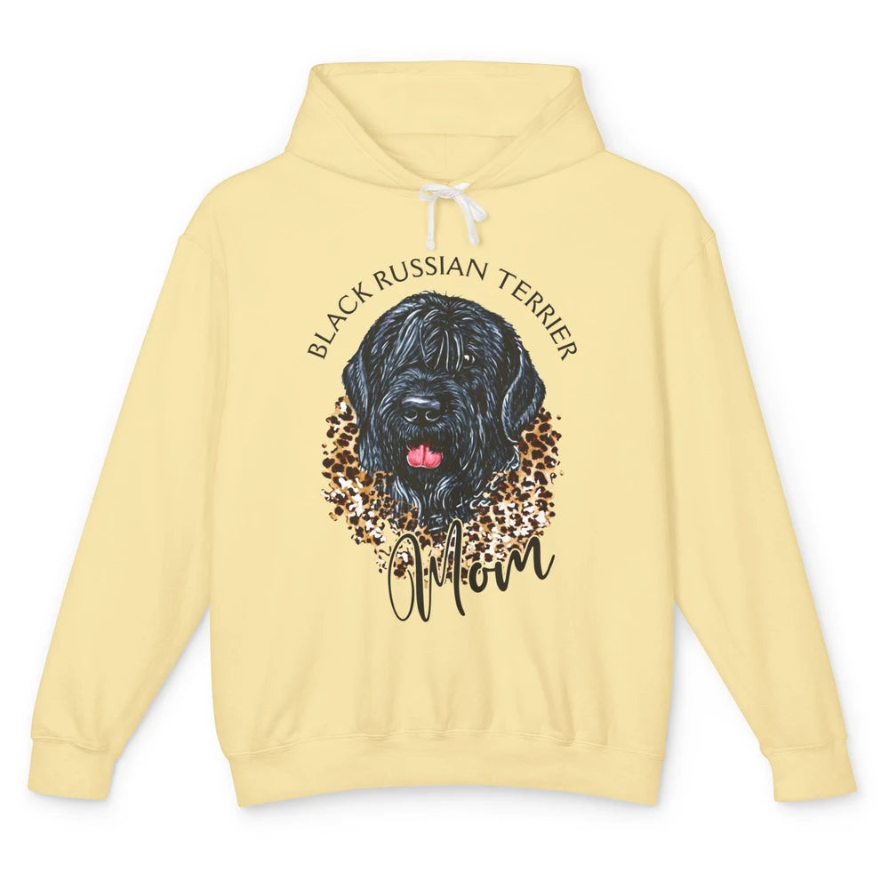 Black Russian Terrier Dog Mom Black Russian Terrier Leopard Unisex Lightweight Hoodie