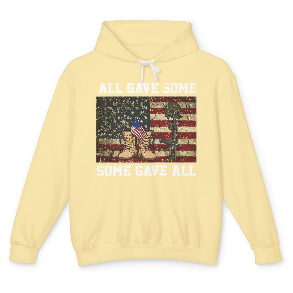 Retro US Veteran All Gave Some Some Gave All Memorial Day Unisex Lightweight Hoodie