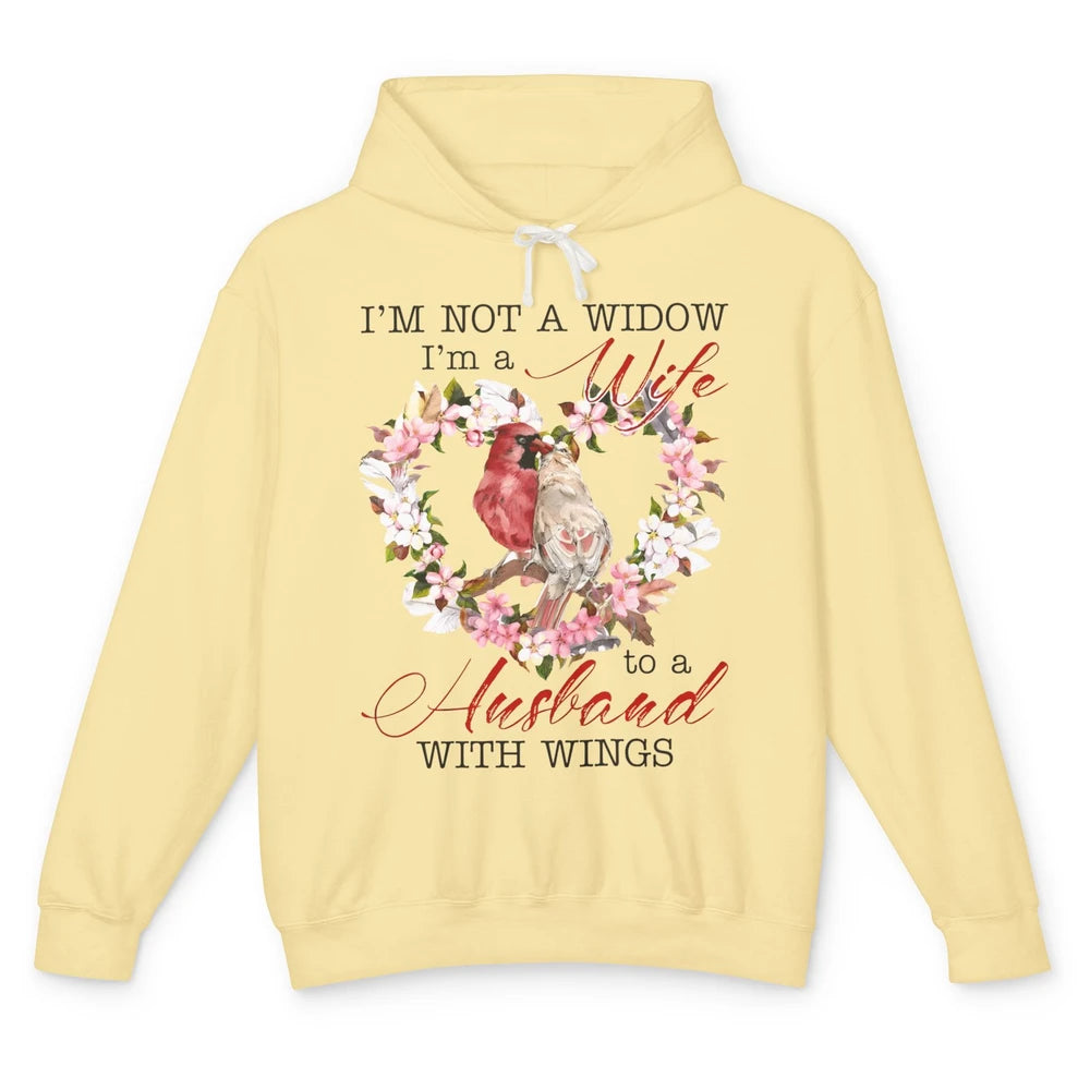 Cardinal Husband In Heaven I'm Not Widow Angel Loving Memory Unisex Lightweight Hoodie