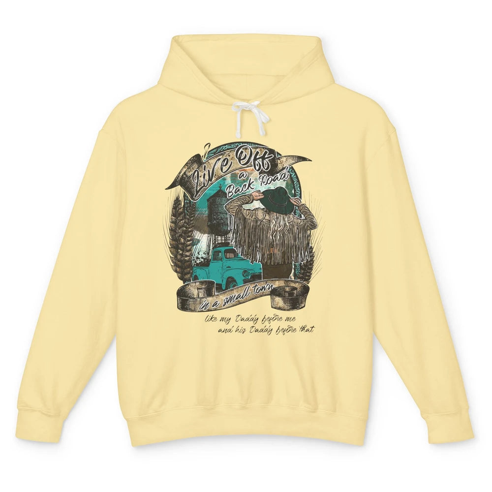 Retro Country Girl Truck Live Off A Back Road Western Town Unisex Lightweight Hoodie