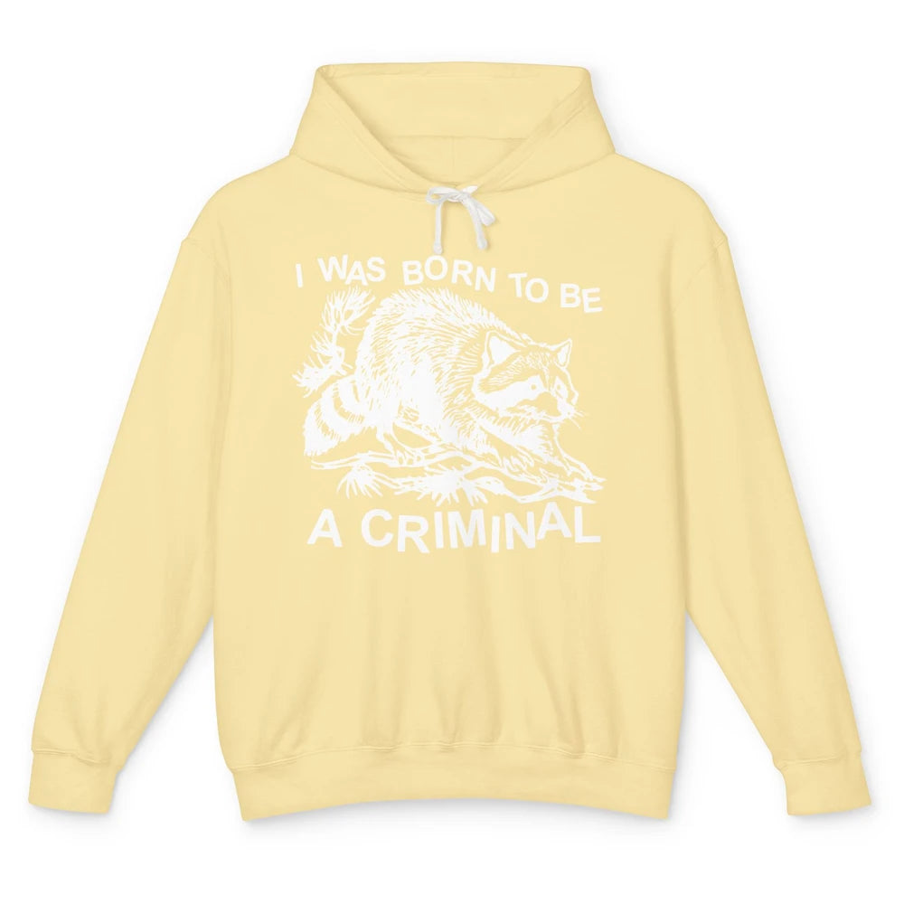 Vintage Racoon I Was Born To Be A Criminal Trashed Racoon Unisex Lightweight Hoodie