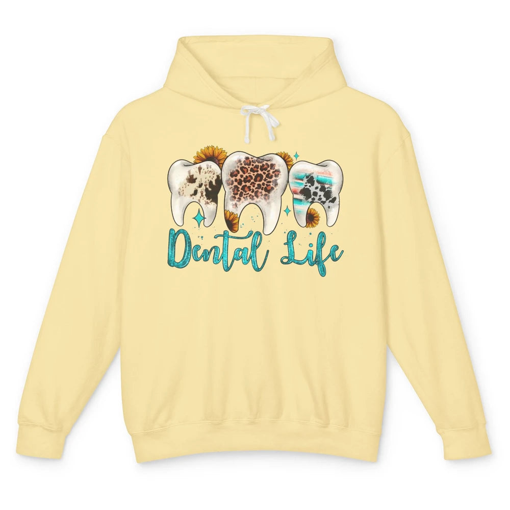 Western Dental Life Tooth Leopard Flower Dentist Hygienist Unisex Lightweight Hoodie