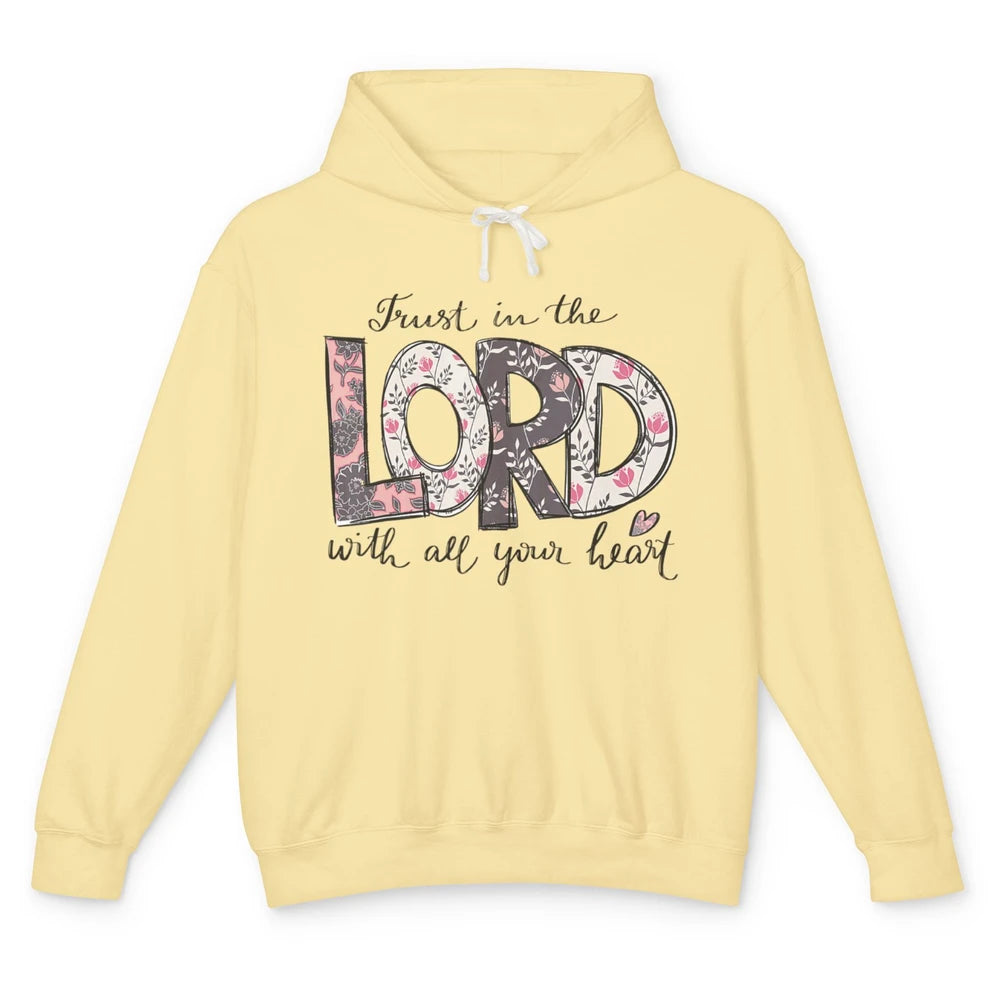 Floral Trust In Lord Bible Verse Vintage God Jesus Christian Unisex Lightweight Hoodie