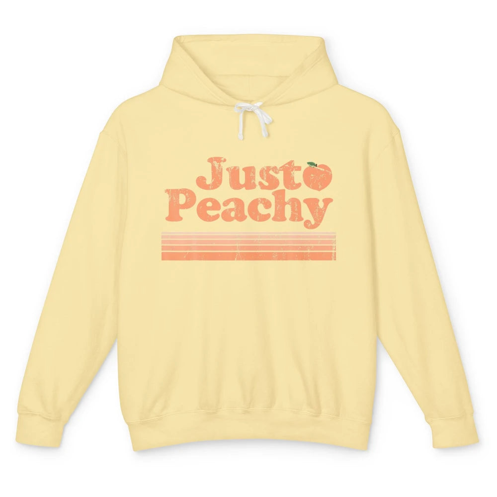 Just Peachy Retro 70s Georgia Peaches Summer Fruit Vegan Unisex Lightweight Hoodie