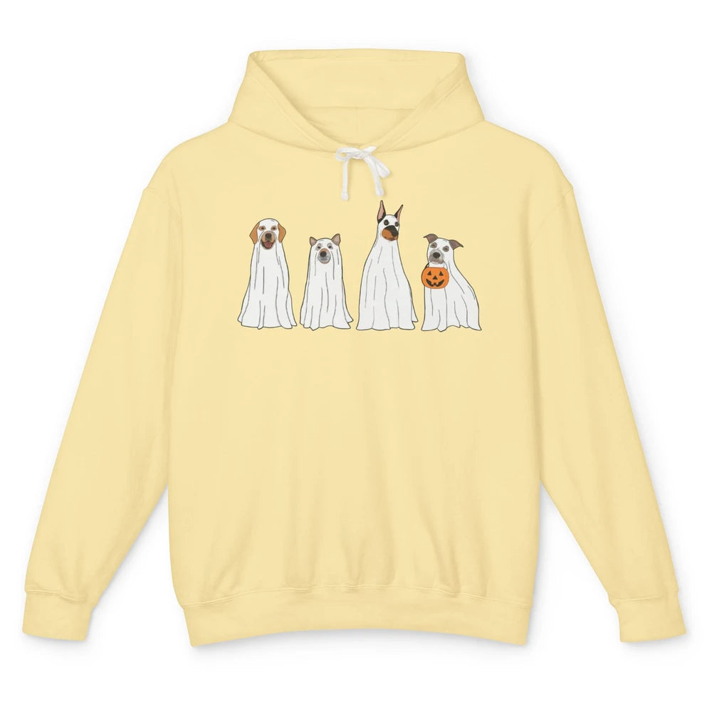 Halloween Dog Ghost Pumpkin Spooky Season Funny Dog Lovers Unisex Lightweight Hoodie