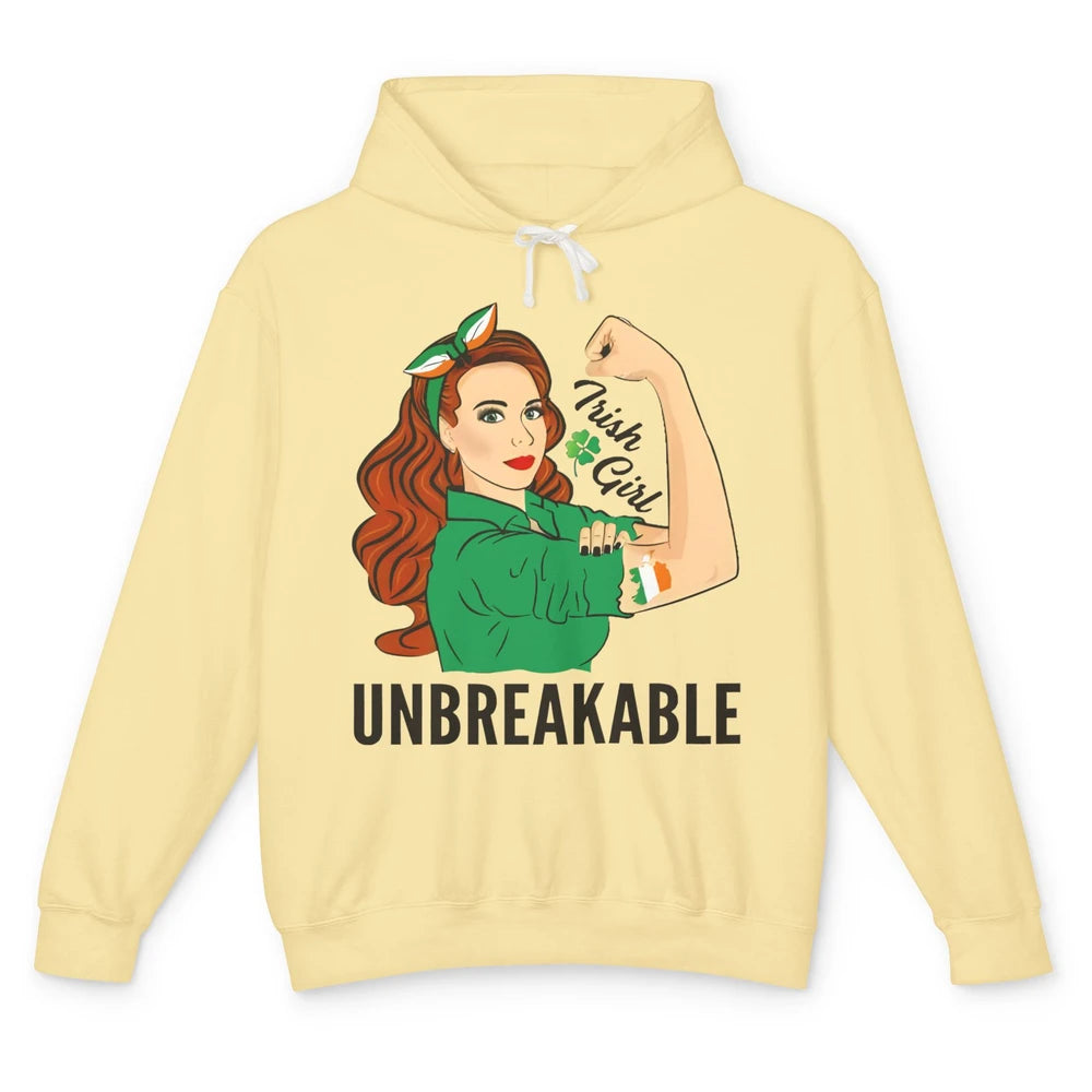 Irish Girl Unbreakable St Patricks Day I'm Irish Lucky Girl Unisex Lightweight Hoodie