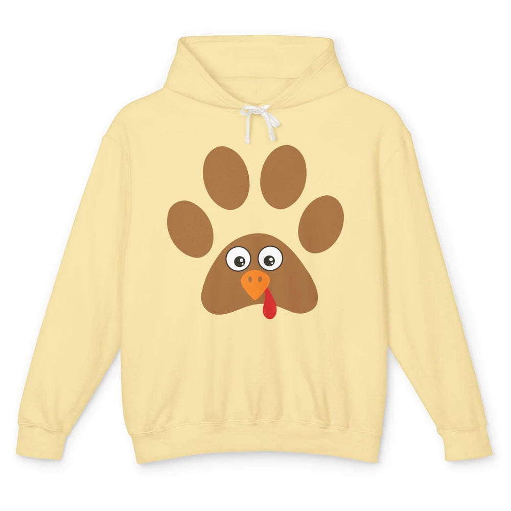 Turkey Pawprint Dog Paw Thanksgiving Cute Puppy Turkey Day Unisex Lightweight Hoodie