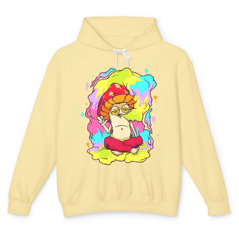 Stay Trippy Little Hippie Mushroom Cigarette Plant Retro 70s Unisex Lightweight Hoodie