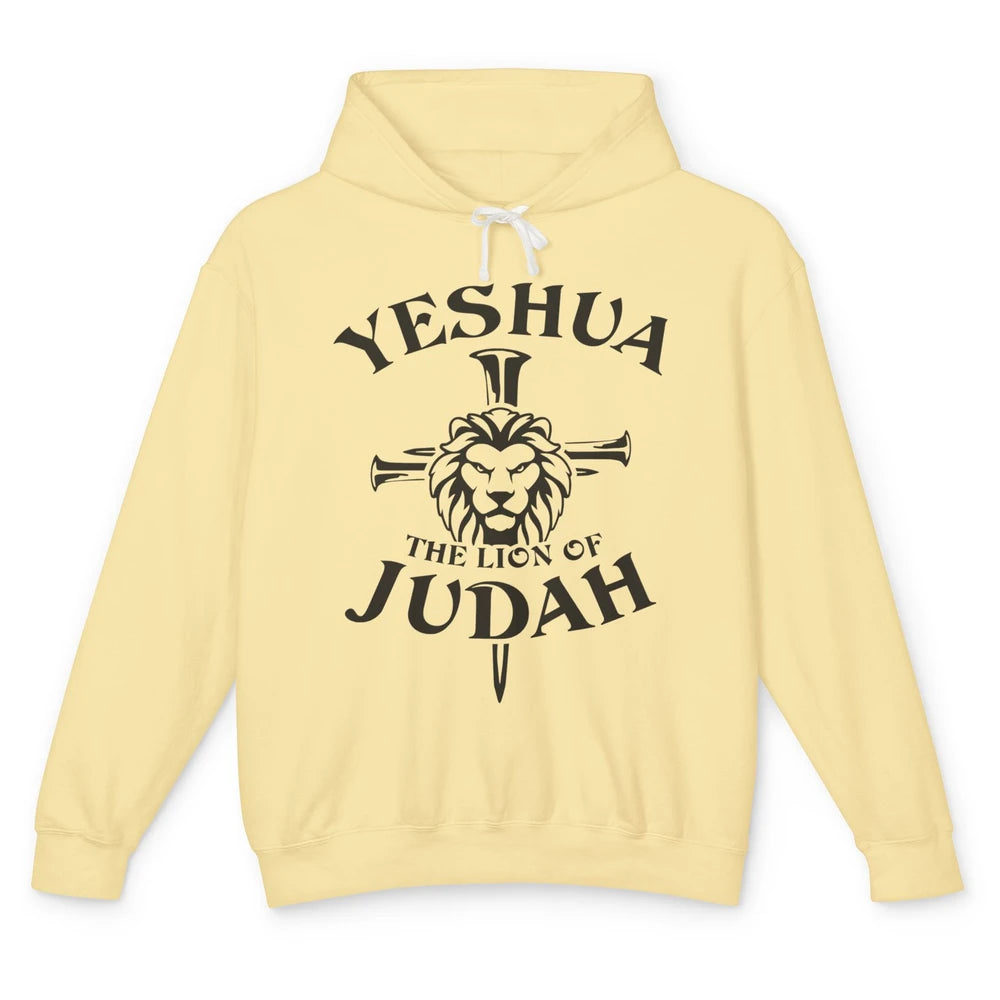 Yeshua Jesus Cross Lion Of Judah Christian Faith Religious Unisex Lightweight Hoodie