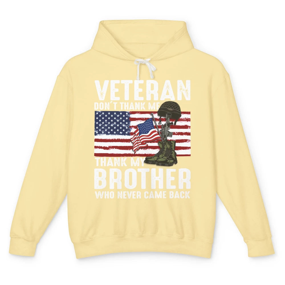 US Flag Veteran Combat Boots Thank Brothers Who Never Came Unisex Lightweight Hoodie