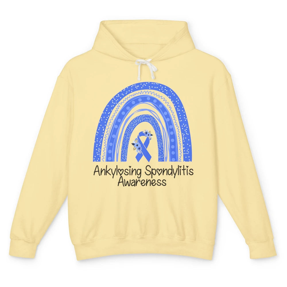 Ankylosing Spondylitis Awareness Support Floral Blue Rainbow Unisex Lightweight Hoodie