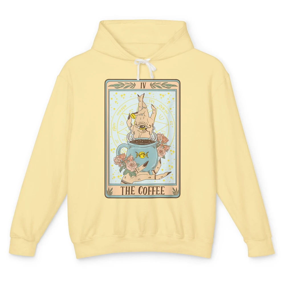 The Coffee Witch Eye Latte Tarot Card Mystical Halloween Unisex Lightweight Hoodie