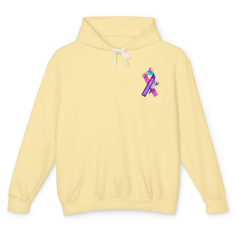 Thyroid Cancer Awareness Purple Pink Ribbon Pocket Size Gift Unisex Lightweight Hoodie