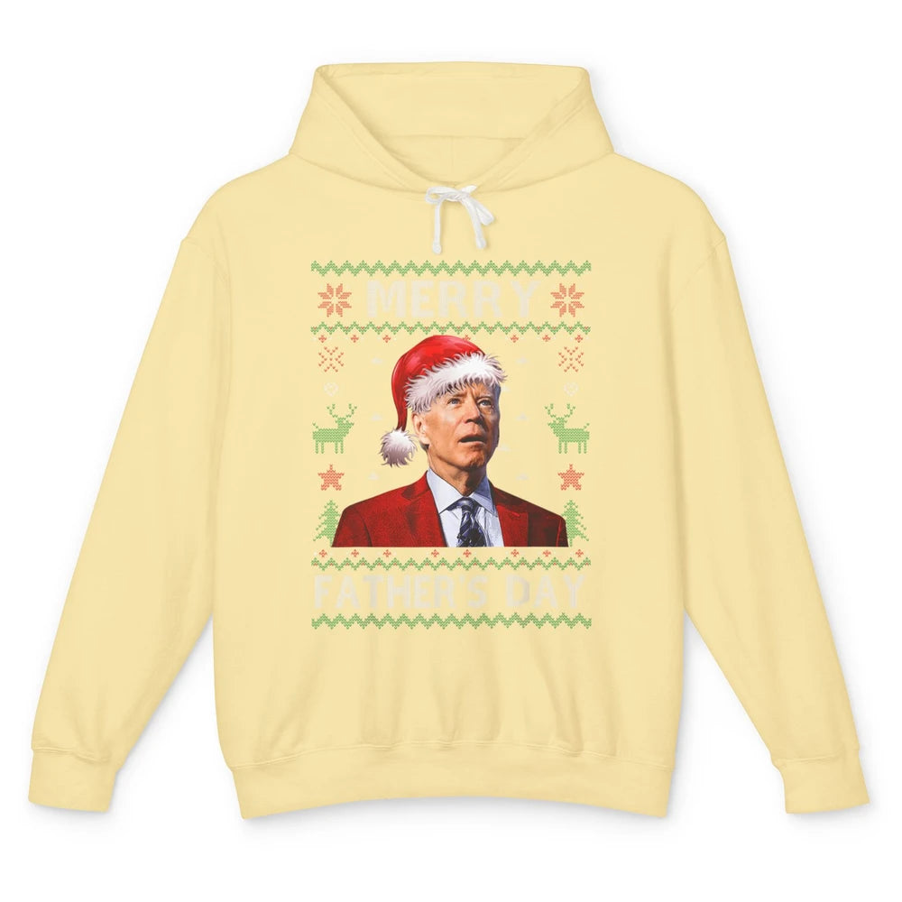 Funny Santa Hat Joe Biden Confused Ugly Christmas President Unisex Lightweight Hoodie