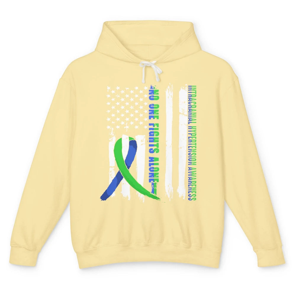 Intracranial Hypertension Ribbon No One Fight Alone US Flag Unisex Lightweight Hoodie