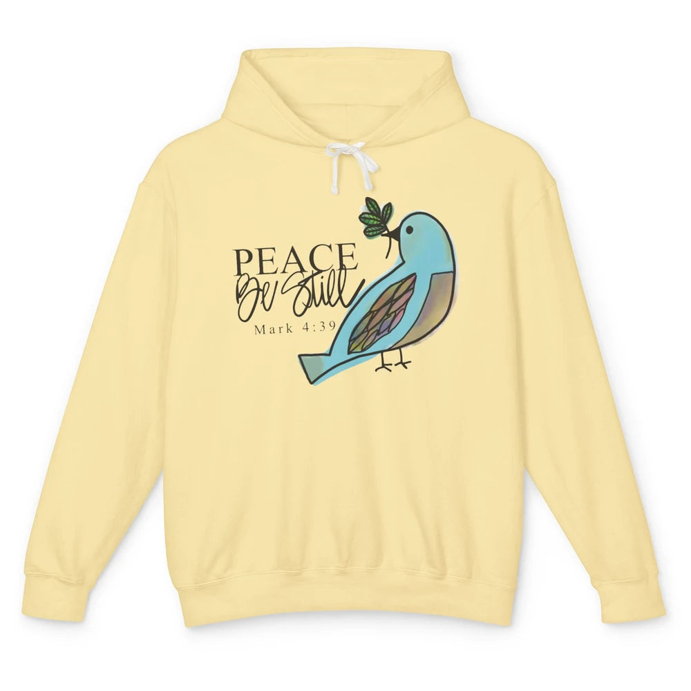 Bird Peace Be Still And Know Bible Verse Christian Religious Unisex Lightweight Hoodie