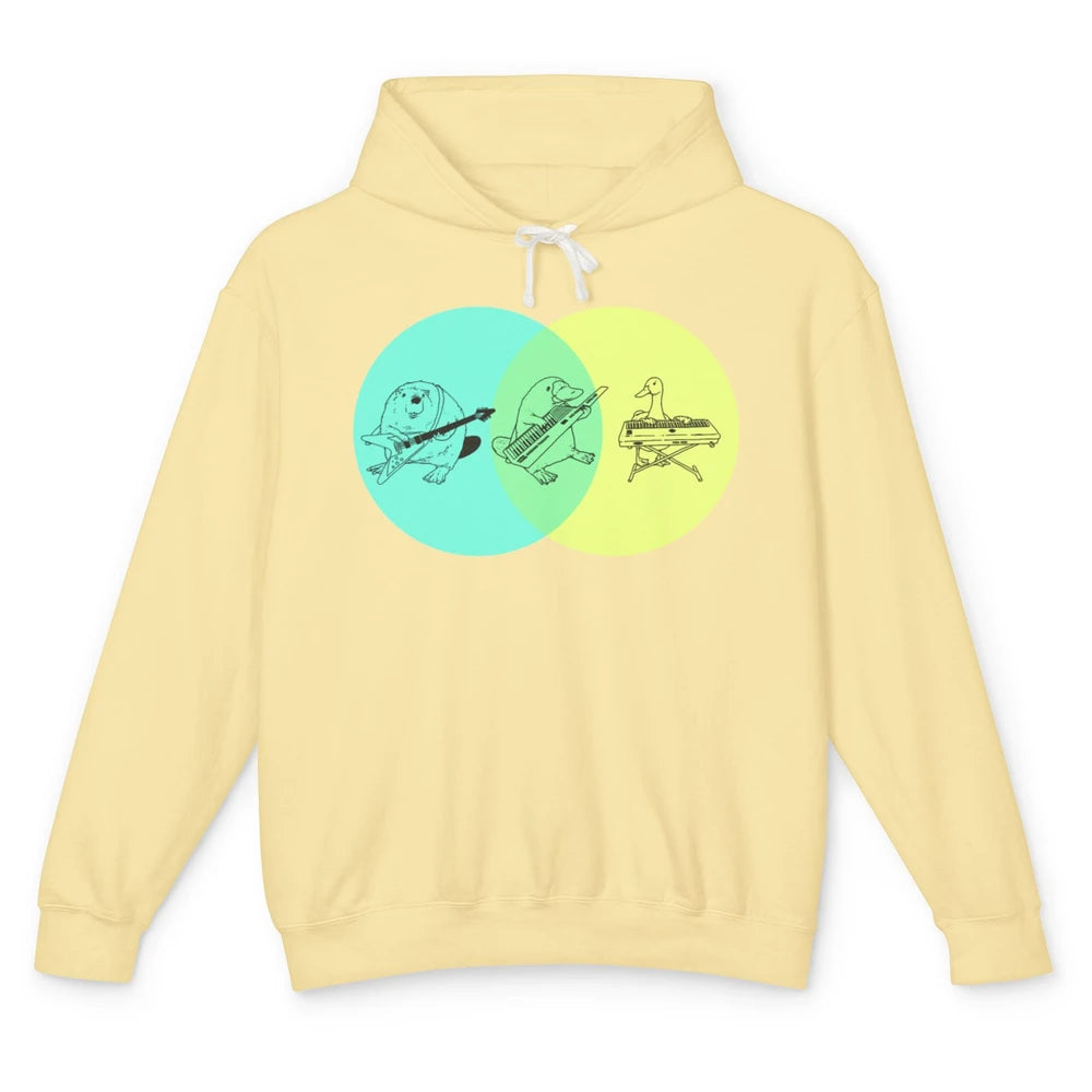 Keytar Platypus Venn Diagram Green Yellow Guitarist Music Unisex Lightweight Hoodie