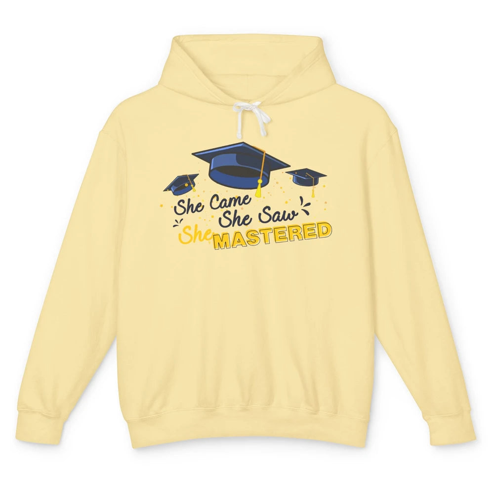 She Came She Saw She Mastered It 2022 Senior Graduation Gift Unisex Lightweight Hoodie