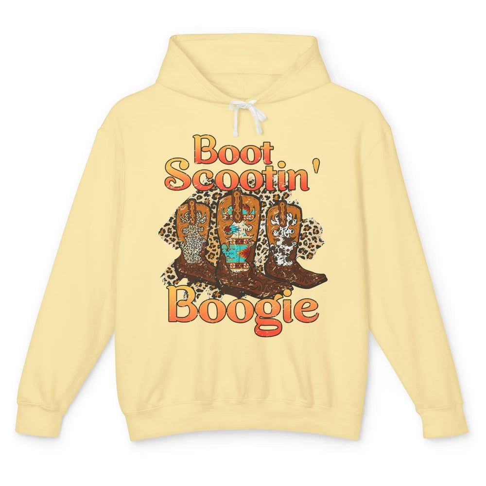 Leopard Cowboy Boots Rodeo Scooting Boogie Western Country Unisex Lightweight Hoodie