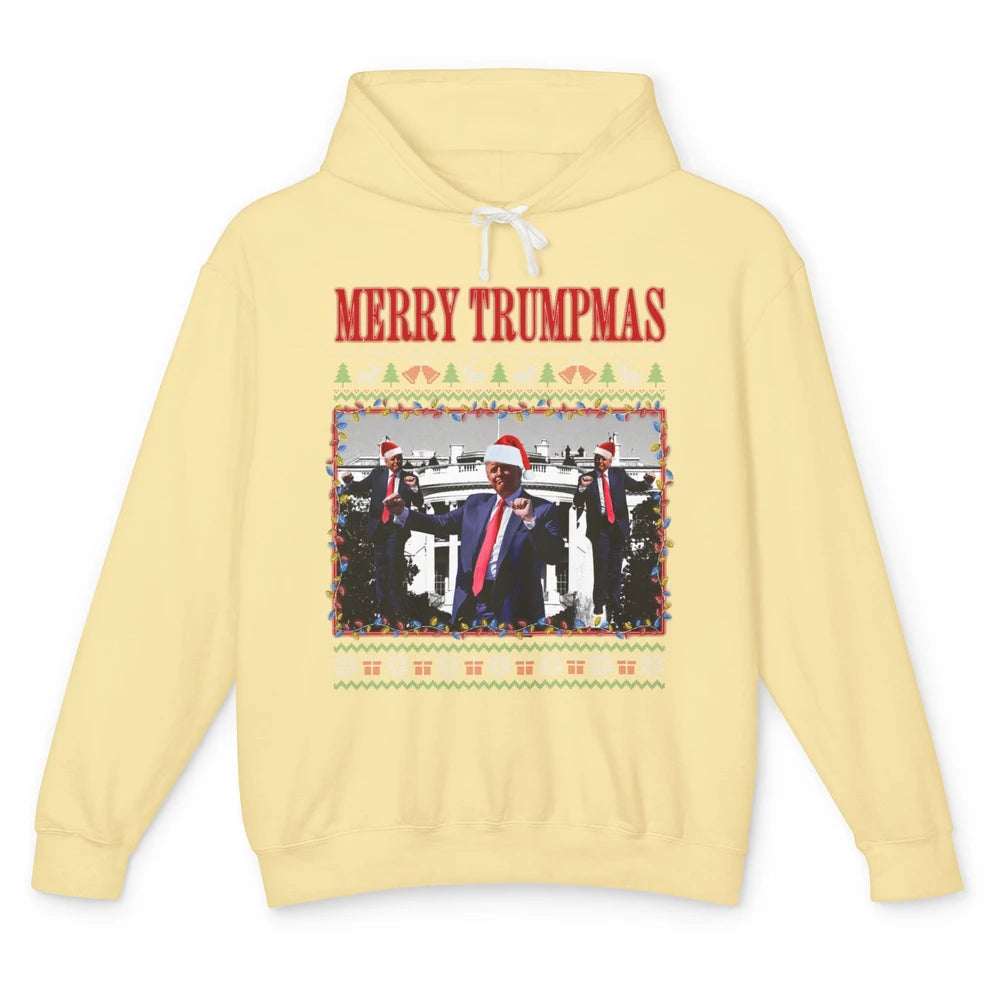 Funny Merry Trumpmas Christmas Donald Trump Santa Family Xmas President Republican Political Ugly Unisex Lightweight Hoodie